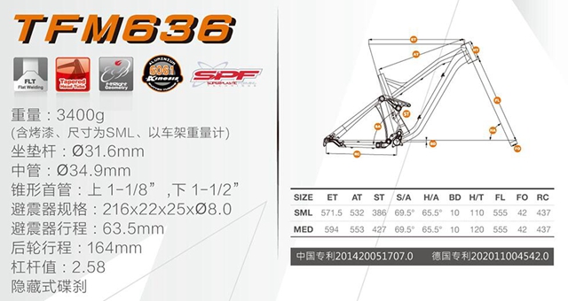 KINESIS 27.5" Volvering Mountainbike Aluminium Frame TFM636 164mm reis S/M/L grootte Alloy Mtb Fiets Enduro 3