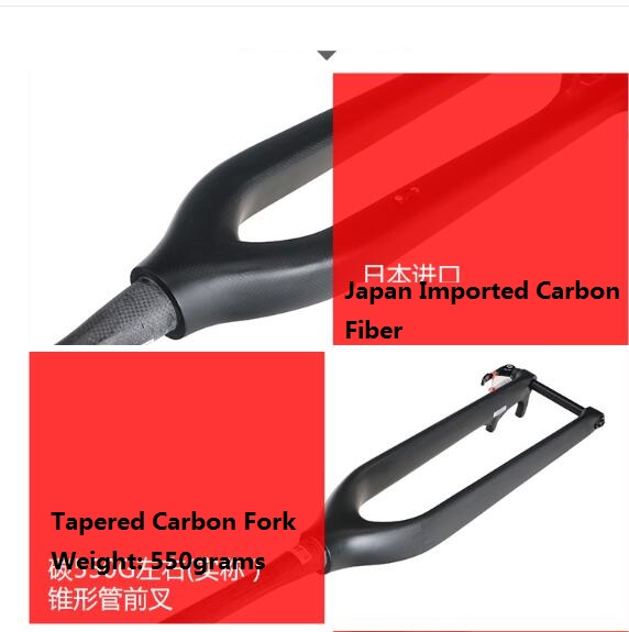 29er Full Carbon Fiber Mtb Fietsvork door de as Tapered Steerer T800 Carbon Rigid Fork 1
