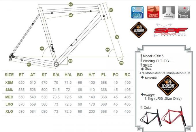 Scandium Aluminium Bike Frame Aero Road Racing Frame Lichtgewicht Alle maten OEM 11