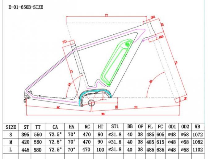 27.5er Carbon Fiber Ebike MTB Frame Fits met Bafang Mid-Drive System 2