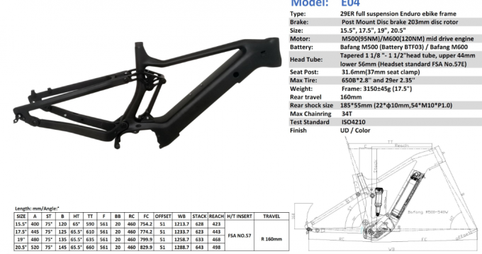 27.5+ 29 Boost Enduro Volle ophanging E Bike Frame Volle Carbon Electric Bike Frame 7