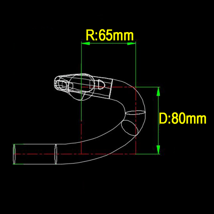 31.8mm Carbon Fiber Road Handlebar 80MM/65MM Drop/Reach Flared Bar Ends Zwart 8