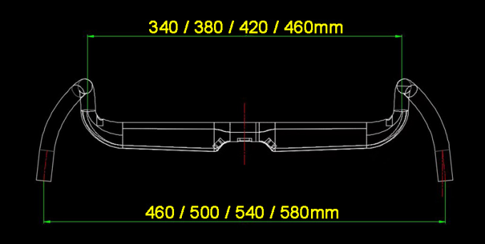 31.8mm Carbon Fiber Road Handlebar 80MM/65MM Drop/Reach Flared Bar Ends Zwart 9